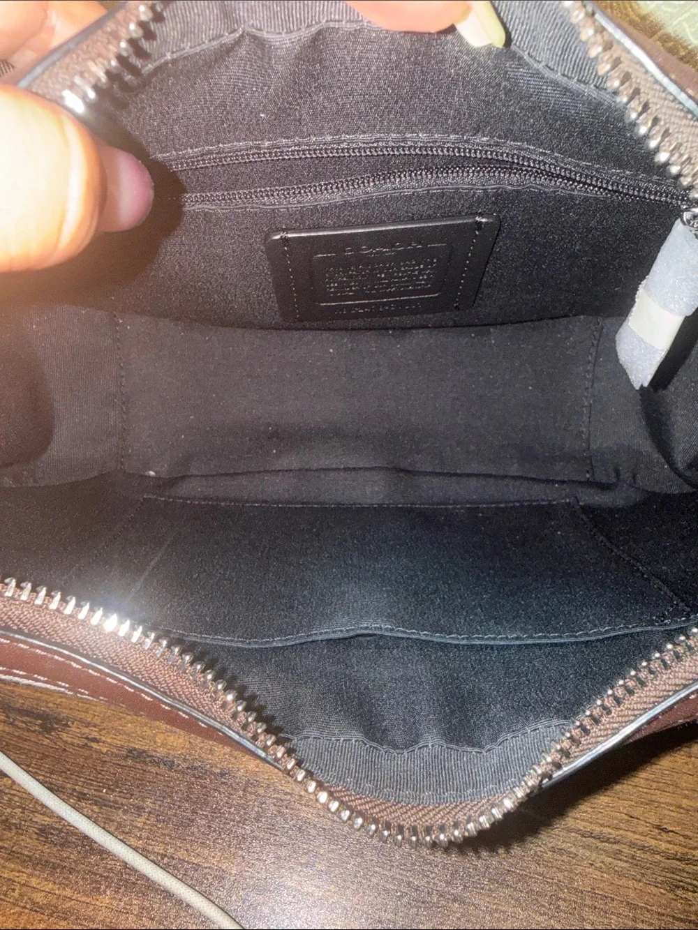 Coach Brown Signature Canvas Shoulder Hobo with Dark Brown Leather Trim